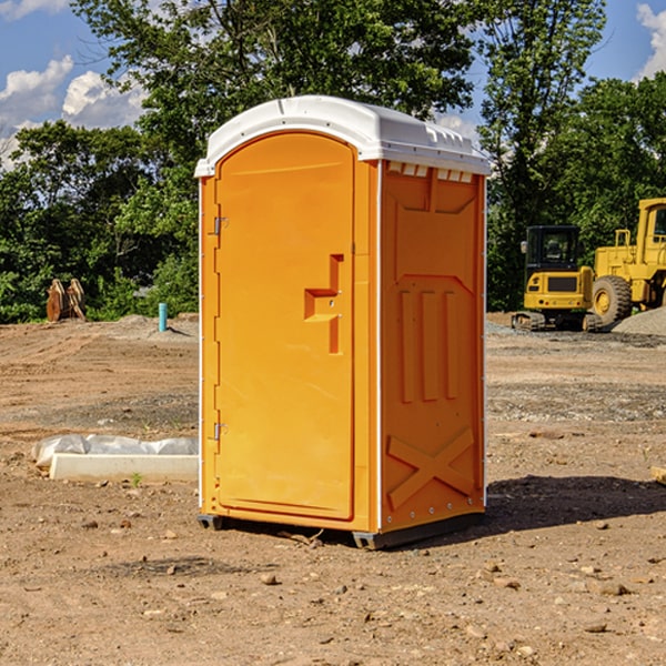 how often are the portable restrooms cleaned and serviced during a rental period in Sanderson